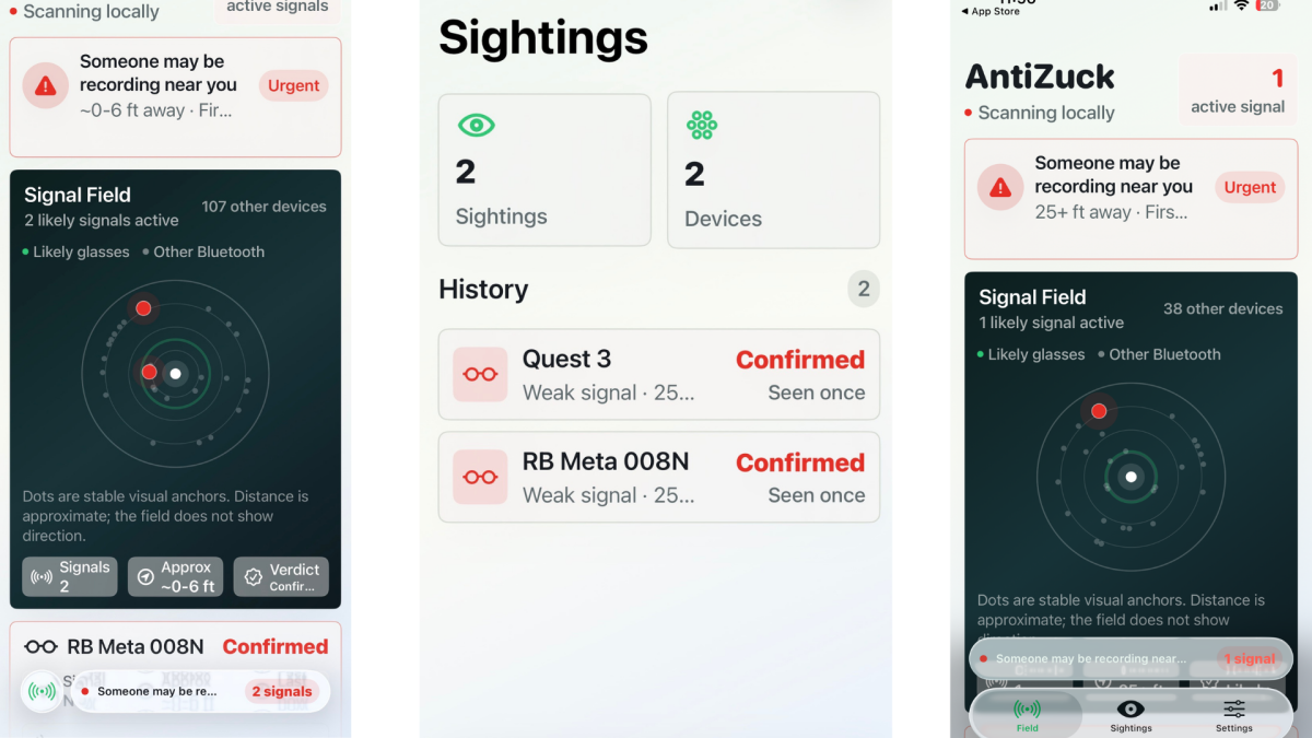 Antizuck App Detects Nearby Meta Smart Glasses via Bluetooth